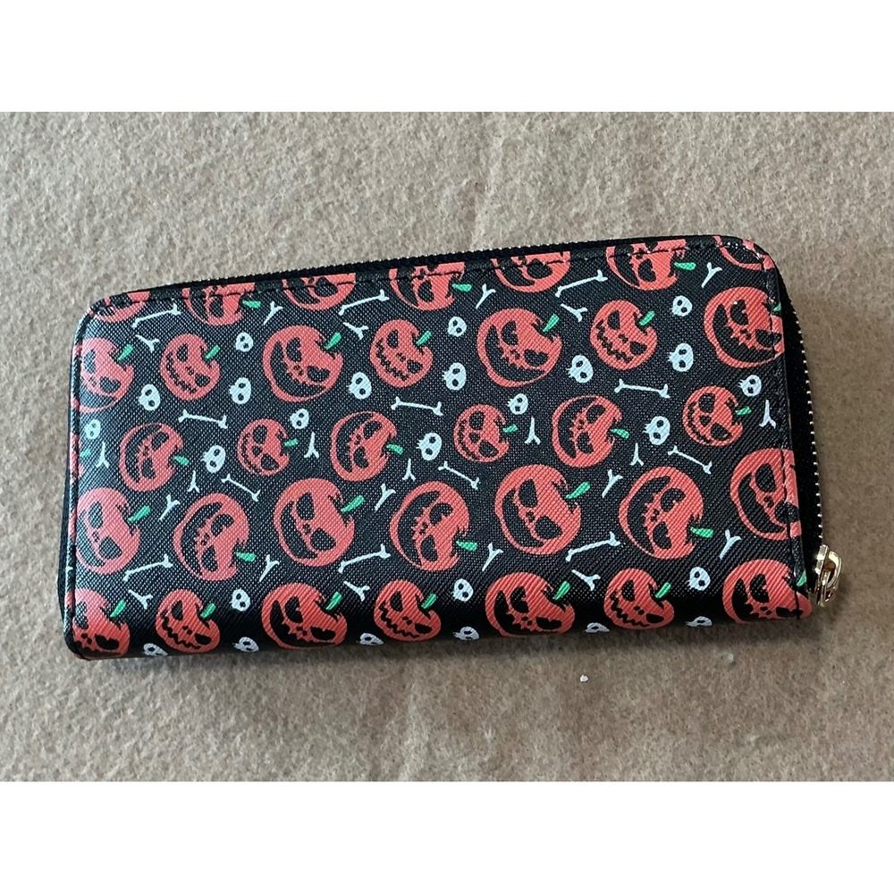 Pumpkin Skull Wallet Black NWOT Halloween Spooky